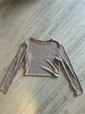 Brown Marled Crew Neck Sweater Women’s Size M | Long Sleeve Knit Pullover